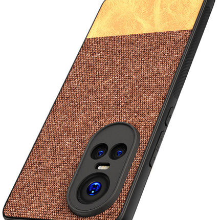 KAPA Soft Fabric & Leather Hybrid Protective Back Cover for Oppo Reno 10 / Reno 10 PRO (5G) | Shockproof Slim Hard Anti Slip Back Case (Brown)