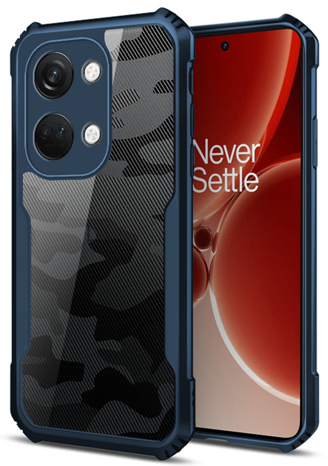 Mobizang Beetle Camouflage Back Cover for OnePlus Nord 3 | [Military Grade Protection] Shock Proof Slim Hybrid Bumper Case (Blue)