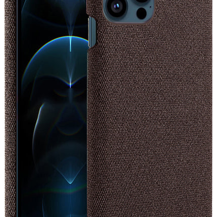 Mobizang Woven Soft Fabric Case for Apple iPhone 14 Pro Max Back Cover,Shock Protection Slim Hard Anti Slip Back Cover (Brown)