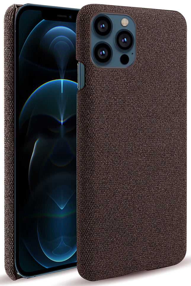 Mobizang Woven Soft Fabric Case for Apple iPhone 14 Pro Max Back Cover,Shock Protection Slim Hard Anti Slip Back Cover (Brown)