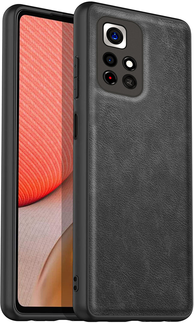 Tux Back Case For Redmi Note 11T (5G) , Slim Leather Case with Soft Edge Shockproof Back Cover (Black)