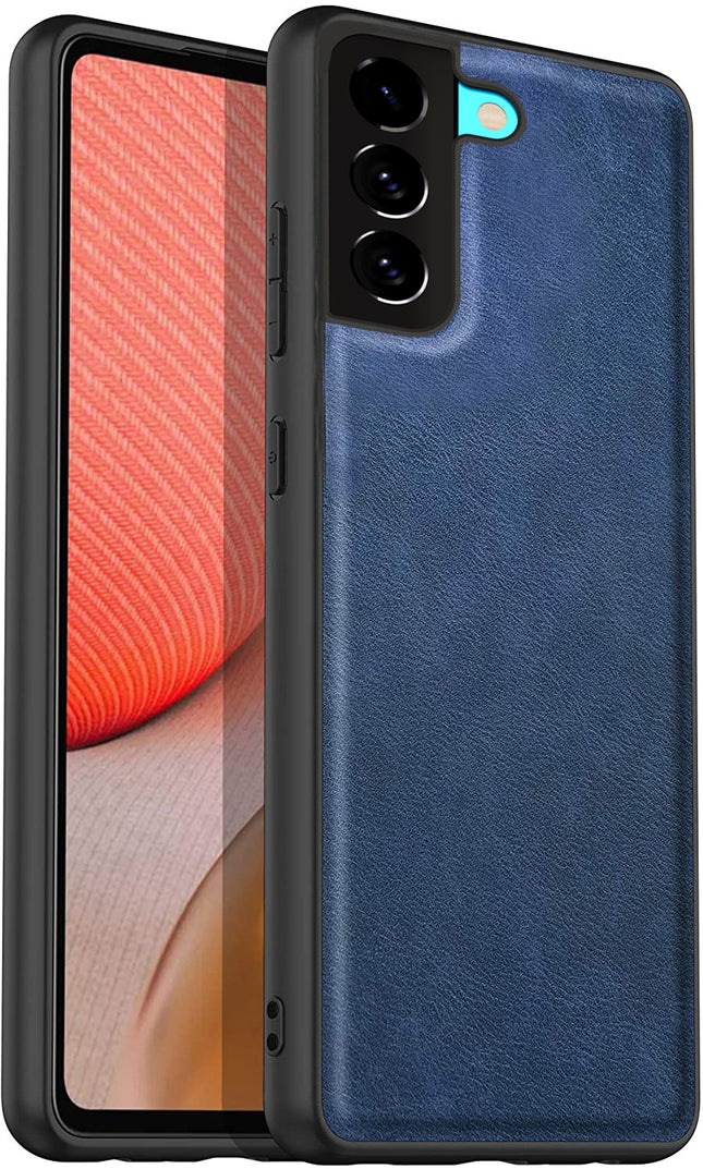 Tux Back Case For Samsung Galaxy S21 FE , Slim Leather Case with Soft Edge Shockproof Back Cover (Blue)