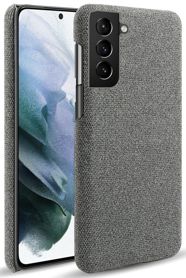 Woven Soft Fabric Case for Samsung Galaxy S22 Back Cover, Shock Protection Slim Hard Anti Slip Back Cover (Grey)