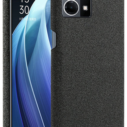 Mobizang Woven Soft Fabric Case for Oppo F21 PRO, 4G Back Cover,  Shock Protection Slim Hard Anti Slip Back Cover (Black)