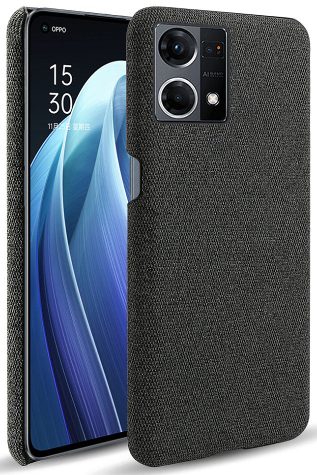 Mobizang Woven Soft Fabric Case for Oppo F21 PRO, 4G Back Cover,  Shock Protection Slim Hard Anti Slip Back Cover (Black)