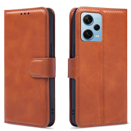 Mobizang Prime Slim Magnetic Flip Cover for Redmi Note 12 Pro Plus (5G) | PU Leather Shockproof Folio Case with Card Holders RFID Blocking Kickstand (Brown)