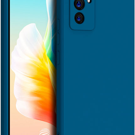 Matte Lens Protective Back Cover for Vivo V23E , Slim Silicone with Soft Lining Shockproof Flexible Full Body Bumper Case (Blue)
