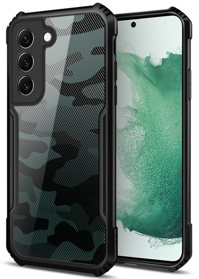 Beetle Camouflage for Samsung Galaxy S22 Back Case, [Military Grade] Shockproof Slim Hybrid Cover (Black)