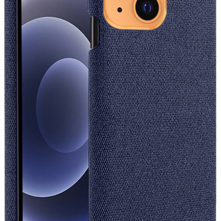 Woven Soft Fabric Case for Apple iPhone 13 Mini Back Cover, Shock Protection Slim Hard Anti Slip Back Cover (Blue)
