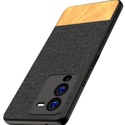 Mobizang Soft Fabric & Leather Hybrid Protective Case Cover for Vivo V25 PRO (5G) (Black,Brown)