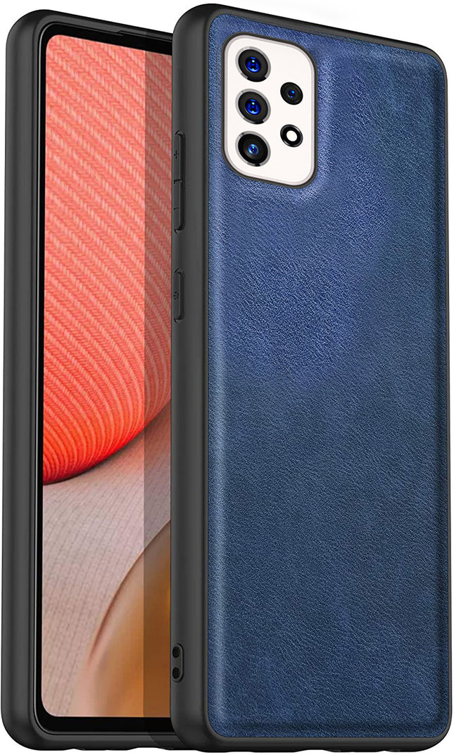 Tux Back Case For Samsung Galaxy A73 , Slim Leather Case with Soft Edge Shockproof Back Cover (Blue)