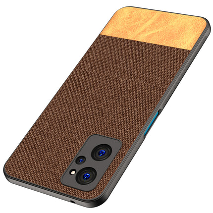 Soft Fabric & Leather Hybrid Protective Case Cover for Realme 9i (Brown)