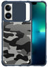 Camo Slider Back Cover for Apple iPhone 13 Pro Max , [Military Grade Protection] Shockproof Slim Clear Camera Shield Bumper Back Case (Blue)
