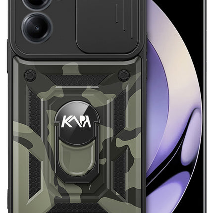 Mobizang Tank Back Cover for Realme 10 pro | Inbuilt Ring + Slider Shockproof Lens Protection Case (Black)