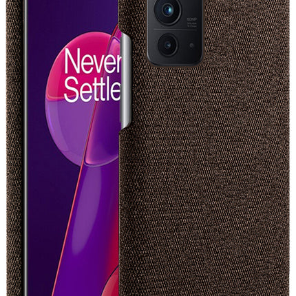 Woven Soft Fabric Case for OnePlus 9RT Back Cover, Shock Protection Slim Hard Anti Slip Back Cover (Brown)