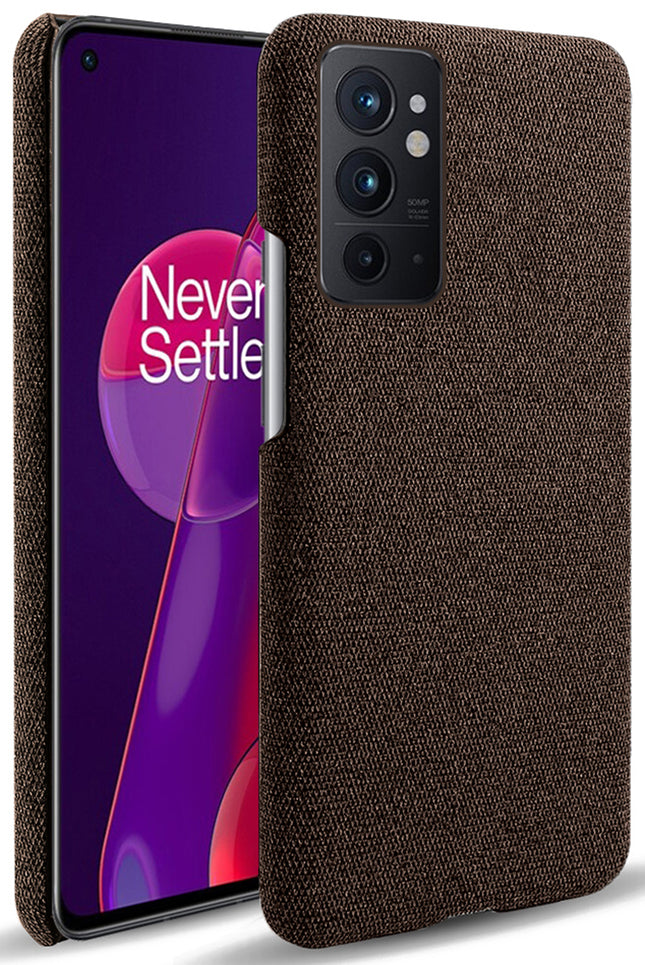 Woven Soft Fabric Case for OnePlus 9RT Back Cover, Shock Protection Slim Hard Anti Slip Back Cover (Brown)