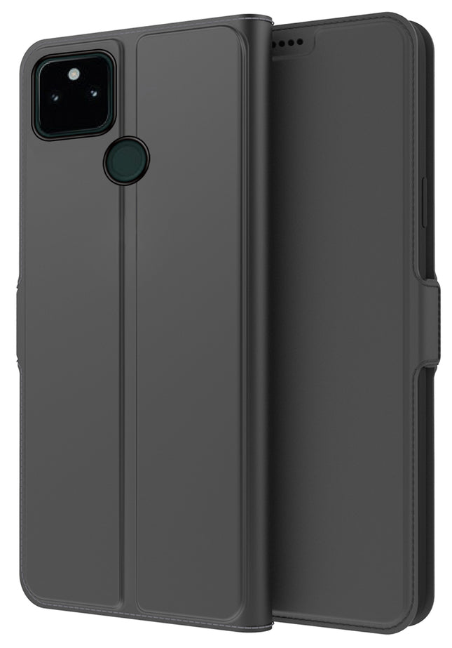 Noble Slim Flip Cover for Google Pixel 5A , Magnetic and Card Holder Stand Leather Flip Wallet Case (Black)