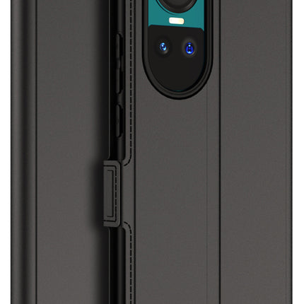 Mobizang Noble Slim Magnetic Leather Flip Case Cover for Oppo Reno 10 / Reno 10 Pro (5G) | Card Holder Stand Leather Flip Wallet Case (Black)