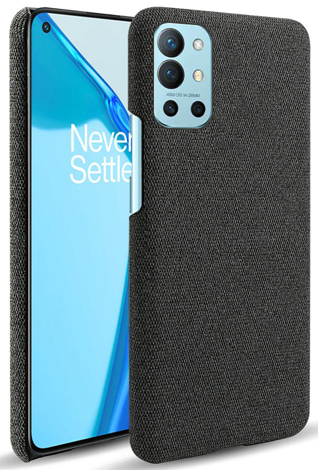 Woven Soft Fabric Case for OnePlus 9R / One Plus 9R Back Cover, Shock Protection Slim Hard Anti Slip Back Cover (Black)