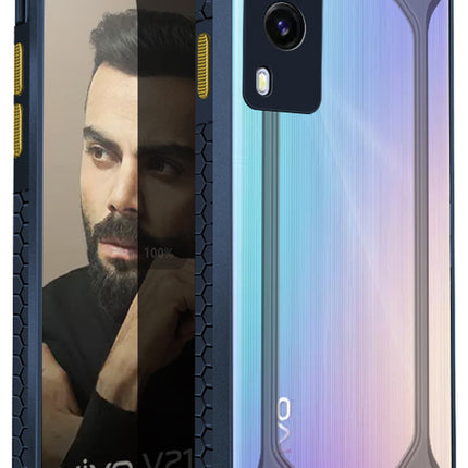 Unicorn for Vivo V21E (5G) Clear Back Case, [Military Grade Protection] Shock Proof Slim Hybrid Bumper Cover (Blue)
