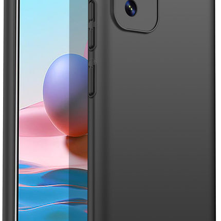 Silk Smooth Finish [Full Coverage] All Sides Protection Slim Back Cover For Xiaomi Redmi Note 10 /  Note 10S (Black)