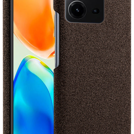 Mobizang Woven Soft Fabric Case for VIVO V25 (5G) Back Cover, Shock Protection Slim Hard Anti Slip Back Cover (Brown)