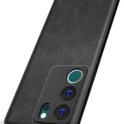 Mobizang Tux Leather Back Cover for Vivo V29 (5G) / Vivo V29 Pro (5G) | Slim Shockproof Camera Protection Bumper Case (Black)