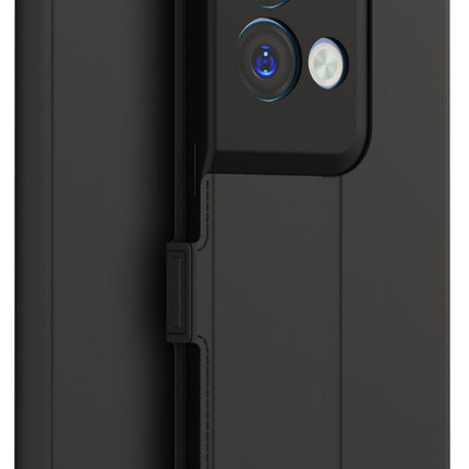 Mobizang Noble Slim Magnetic Leather Flip Case Cover for Oppo Reno 8 PRO ( 5G) ,Card Holder Stand Leather Flip Wallet Case (Black)
