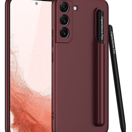 Double Dip Ultra Thin Back Case Cover for Samsung Galaxy S22 Plus , With Inbuilt Removable S Pen Holder (Burgundy)
