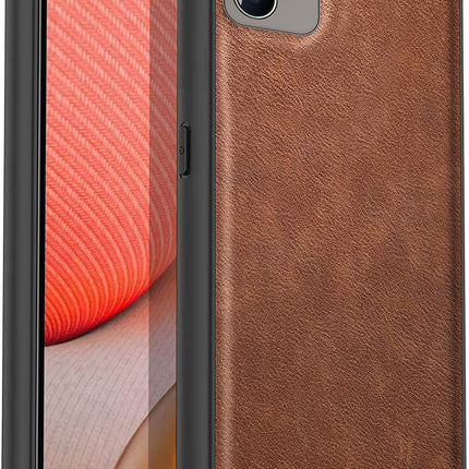 Tux Back Case For Oppo Reno 6 (5G) , Slim Leather Case with Soft Edge Shockproof Back Cover (Brown)