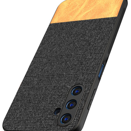 Mobizang Soft Fabric & Leather Hybrid Protective Case Cover for Samsung Galaxy A14 (5G) | Shockproof Slim Hard Anti Slip Back Case (Black,Brown)