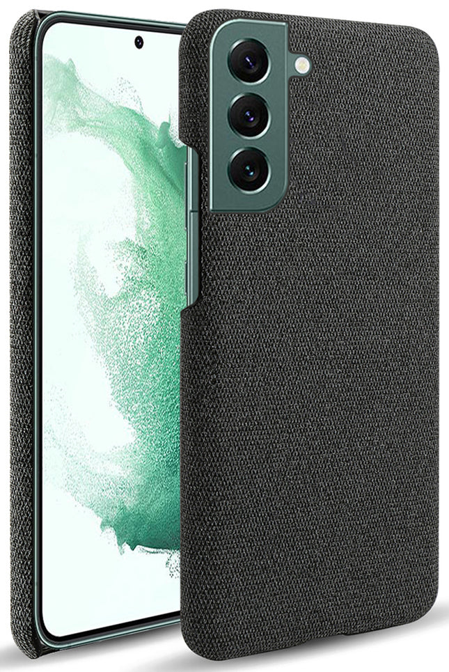Woven Soft Fabric Case for Samsung Galaxy S22 Plus Back Cover, Shock Protection Slim Hard Anti Slip Back Cover (Black)