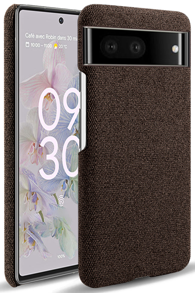Mobizang Woven Soft Fabric Case for Google Pixel 7 Back Cover, Shock Protection Slim Hard Anti Slip Back Cover (Brown)