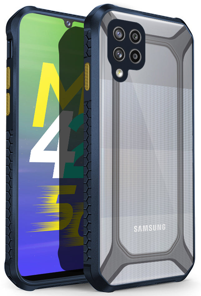 Unicorn for Samsung Galaxy M42 Clear Back Case, [Military Grade Protection] Shock Proof Slim Hybrid Bumper Cover (Blue)