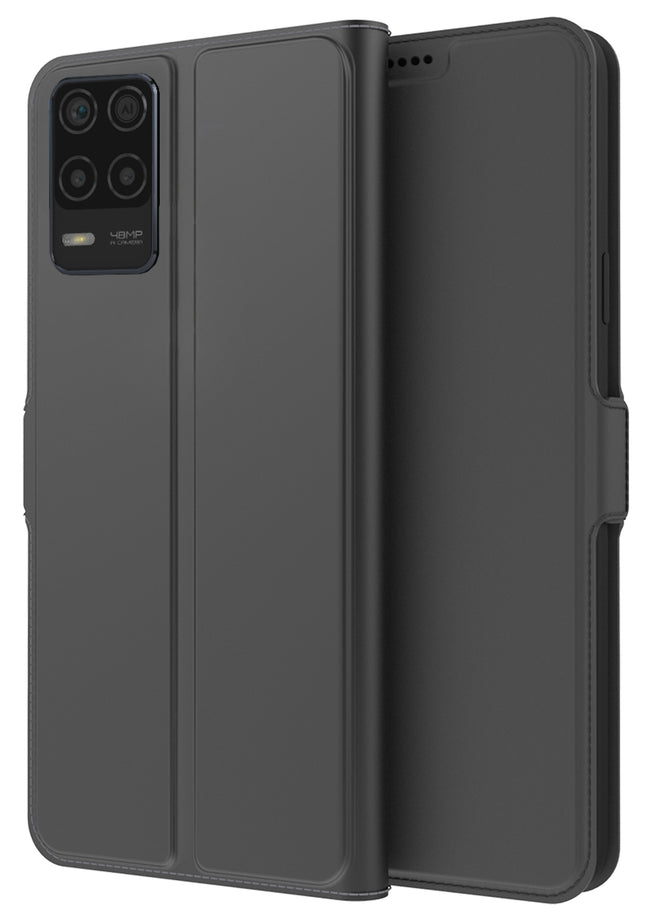 Noble Slim Flip Cover for Realme 9 (5G) , Magnetic and Card Holder Stand Leather Flip Wallet Case (Black)