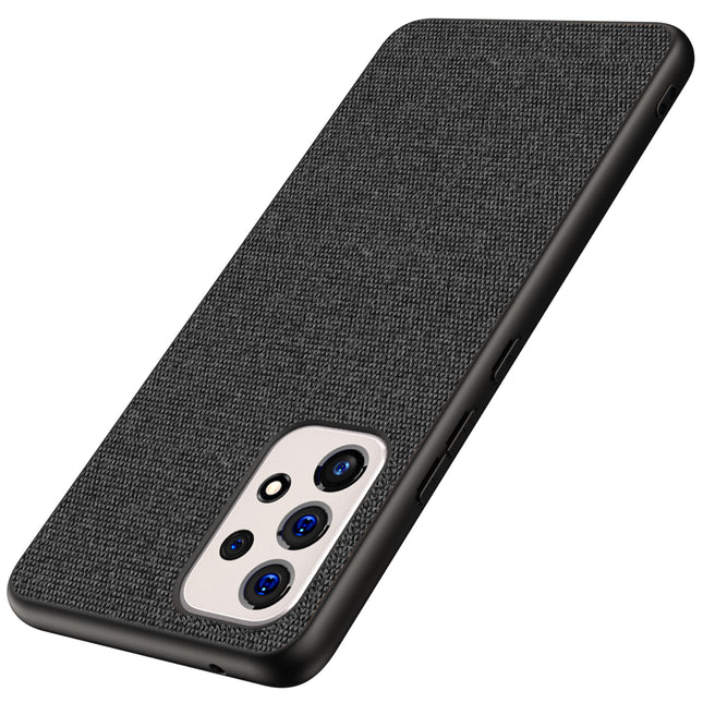 Soft Fabric Hybrid for Samsung Galaxy A53 (5G) Back Cover, Shockproof Protection Slim Hard Back Case (Black)