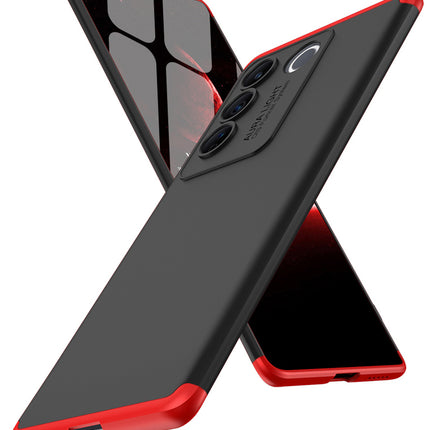Mobizang Double Dip Full 360 Protection Back Case Cover for Vivo V27/ V27 Pro (5G) (Red,Black)
