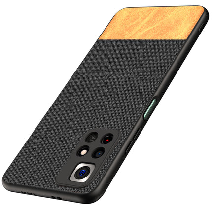 Soft Fabric & Leather Hybrid Protective Case Cover for Redmi Note 11T (5G) (Black,Brown)