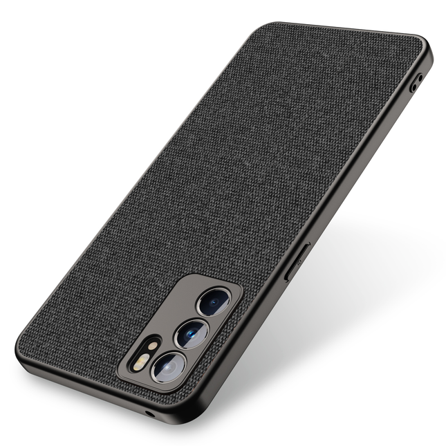 Soft Full Fabric Protective Back Case Cover for Oppo Reno 6 (Black)