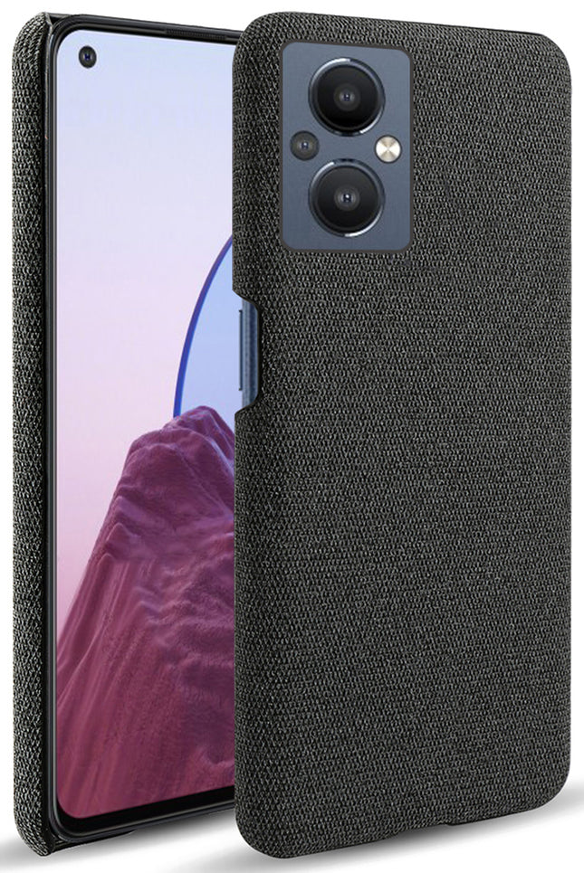 Woven Soft Fabric Case for Oppo F21 PRO (5G) Back Cover, Shock Protection Slim Hard Anti Slip Back Cover (Black)