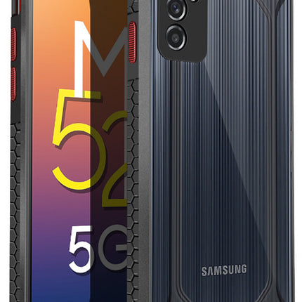 Unicorn for Samsung Galaxy M52 (5G) Clear Back Case, [Military Grade Protection] Shock Proof Slim Hybrid Bumper Cover (Black)