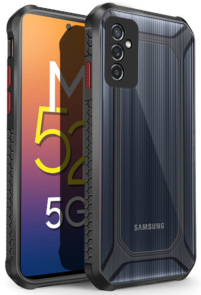 Unicorn for Samsung Galaxy M52 (5G) Clear Back Case, [Military Grade Protection] Shock Proof Slim Hybrid Bumper Cover (Black)