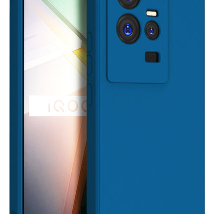 Mobizang Matte Protective Lens Flexible Back Cover for IQOO 11 (5G) | Slim Silicone with Soft Lining Shockproof Full Body Bumper Case (Blue)