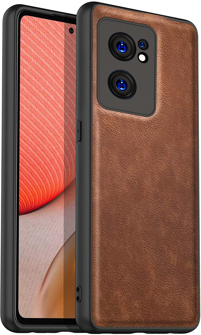 Tux Back Case for OnePlus Nord CE 2 (5G), Slim Leather Case with Soft Edge Shockproof Back Cover (Brown)