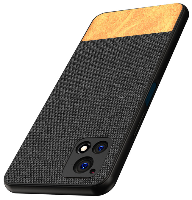 Soft Fabric & Leather Hybrid Protective Case Cover for Vivo Y72 (5G) (Black,Brown)