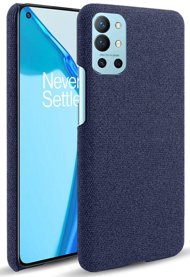 Woven Soft Fabric Case for OnePlus 9R / One Plus 9R Back Cover, Shock Protection Slim Hard Anti Slip Back Cover (Blue)
