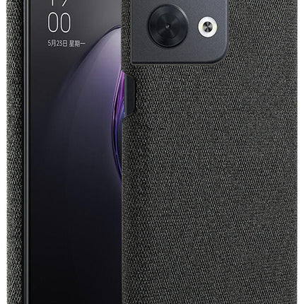 Mobizang Woven Soft Fabric Case for Oppo Reno 8 (5G) Back Cover, Shock Protection Slim Hard Anti Slip Back Cover (Black)