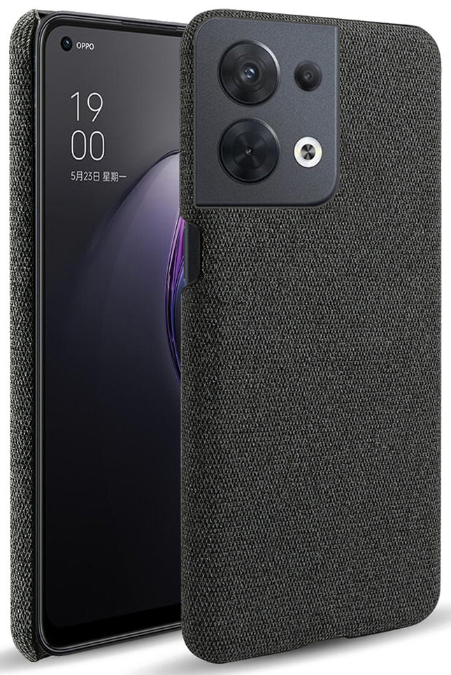 Mobizang Woven Soft Fabric Case for Oppo Reno 8 (5G) Back Cover, Shock Protection Slim Hard Anti Slip Back Cover (Black)