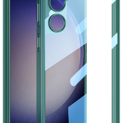 Mobizang Clear Airbag Back Case for Samsung Galaxy S24 Plus | Transparent Shockproof Slim Hard PC Shell Protective Cover (Green)