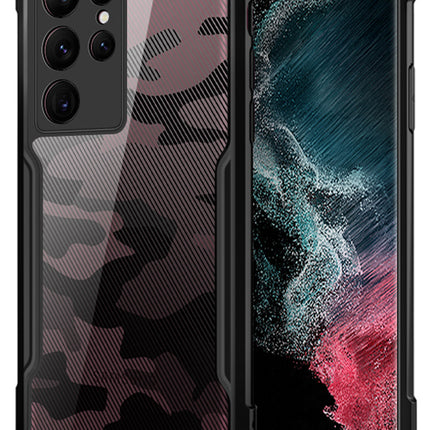 Beetle Camouflage for Samsung Galaxy S22 Ultra Back Case, [Military Grade] Shockproof Slim Hybrid Cover (Black)